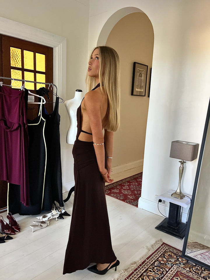 Nadia Dress (Brown) - First Date Rentals