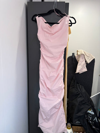 One Shoulder Ruched Midi (Candy Pink) FOR SALE