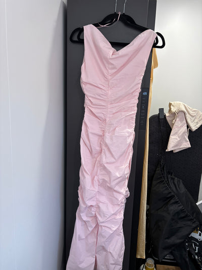 One Shoulder Ruched Midi (Candy Pink) FOR SALE