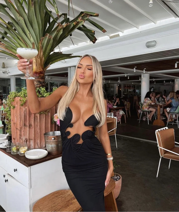 Molded Venus Dress (Black) - First Date Rentals
