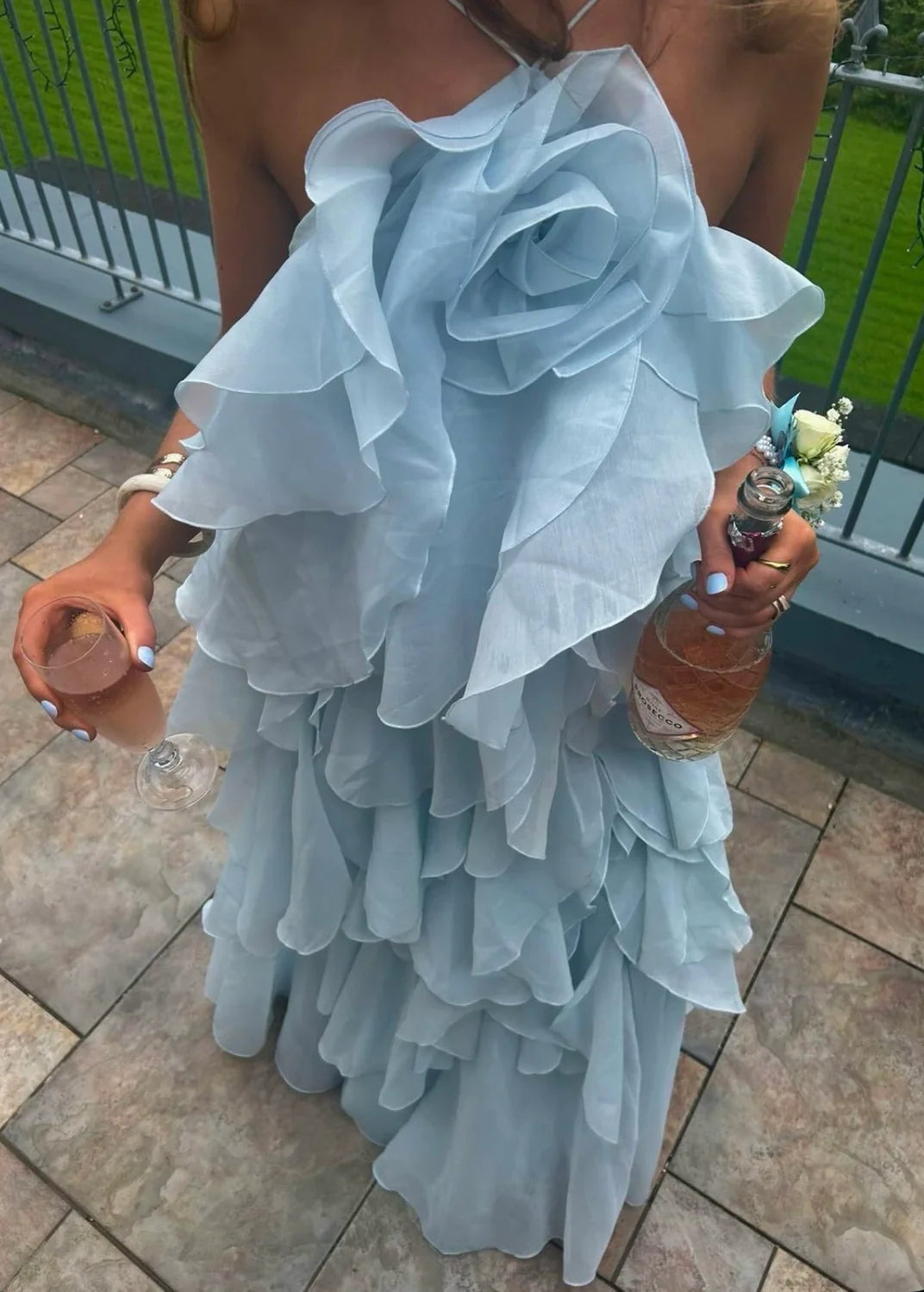 Pandorea Layered Maxi Dress (Silver blue)