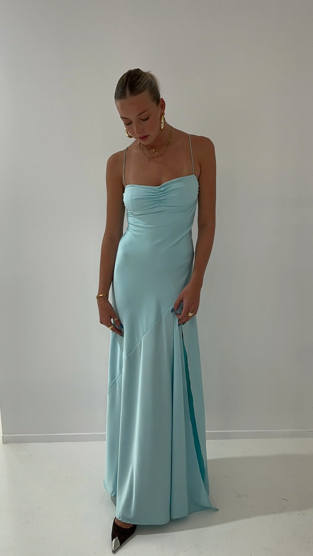 Gaia Gown (Aqua) - First Date Rentals