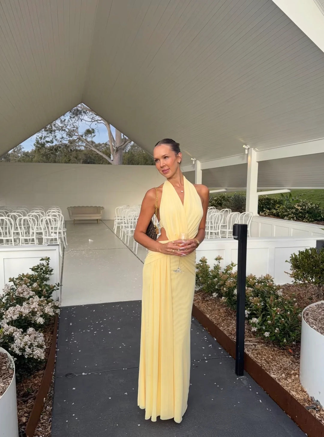 Charlize Halter Maxi (Lemon Cream)