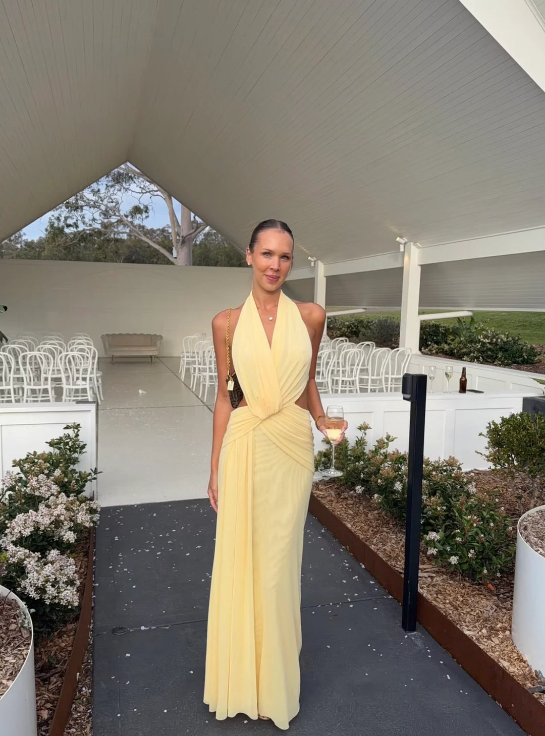 Charlize Halter Maxi (Lemon Cream)