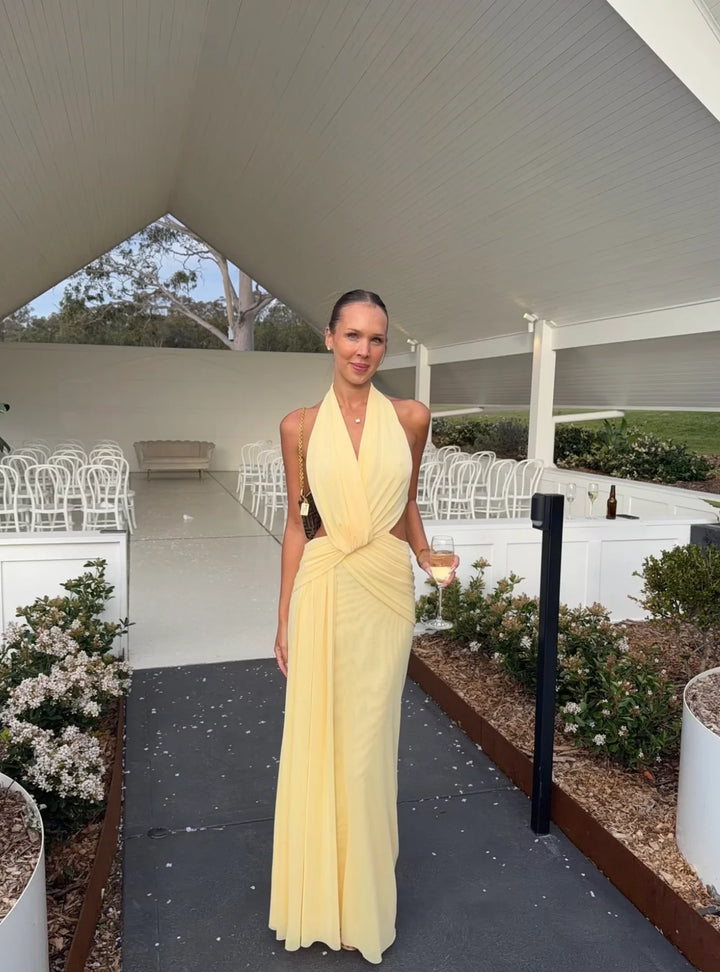 Charlize Halter Maxi (Lemon Cream)