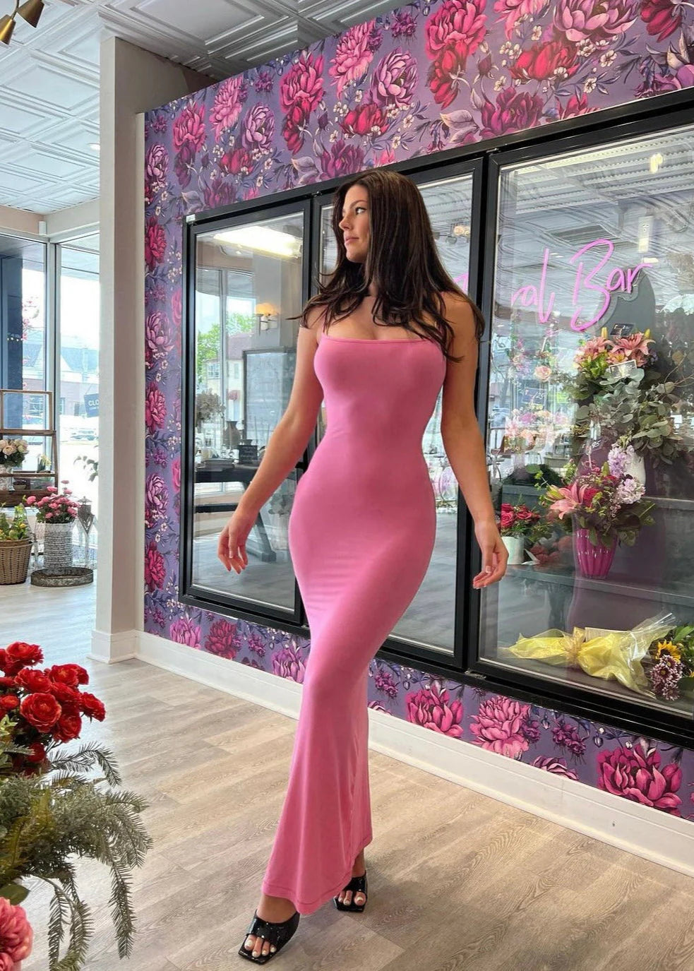 Long Slip Dress Bubblegum FOR SALE - First Date Rentals