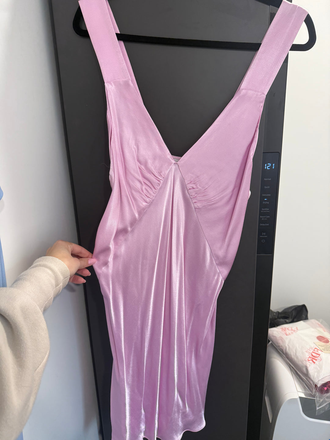 LA LUNE PLUNGED SLIP MINI DRESS (PEONY) FOR SALE