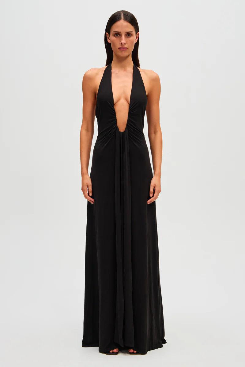 Jennifer Cupro Maxi (Black) - First Date Rentals