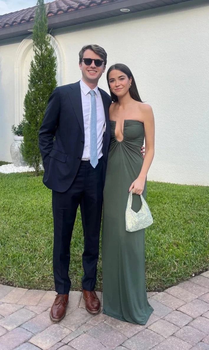 Arced Palm Strapless Dress (Green) - First Date Rentals