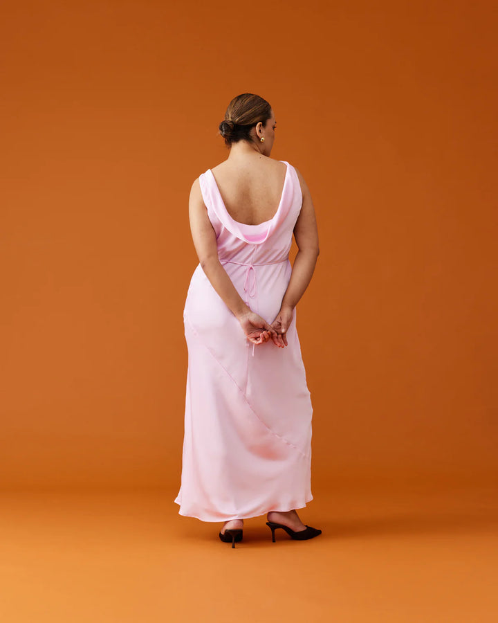 Firebird Cowl Gown (Pink) - First Date Rentals