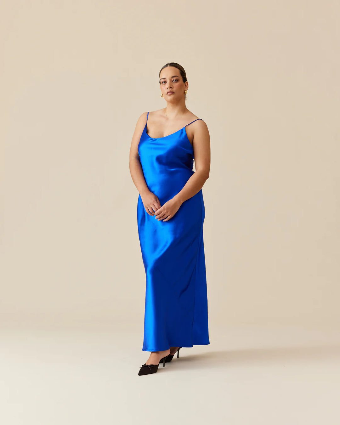 Logan Satin Slip (Cobalt) - First Date Rentals