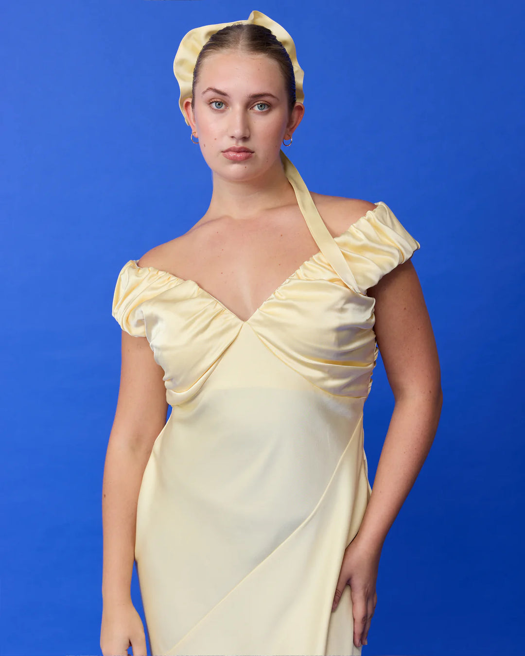 RAQUEL SATIN GOWN (Butter) - First Date Rentals