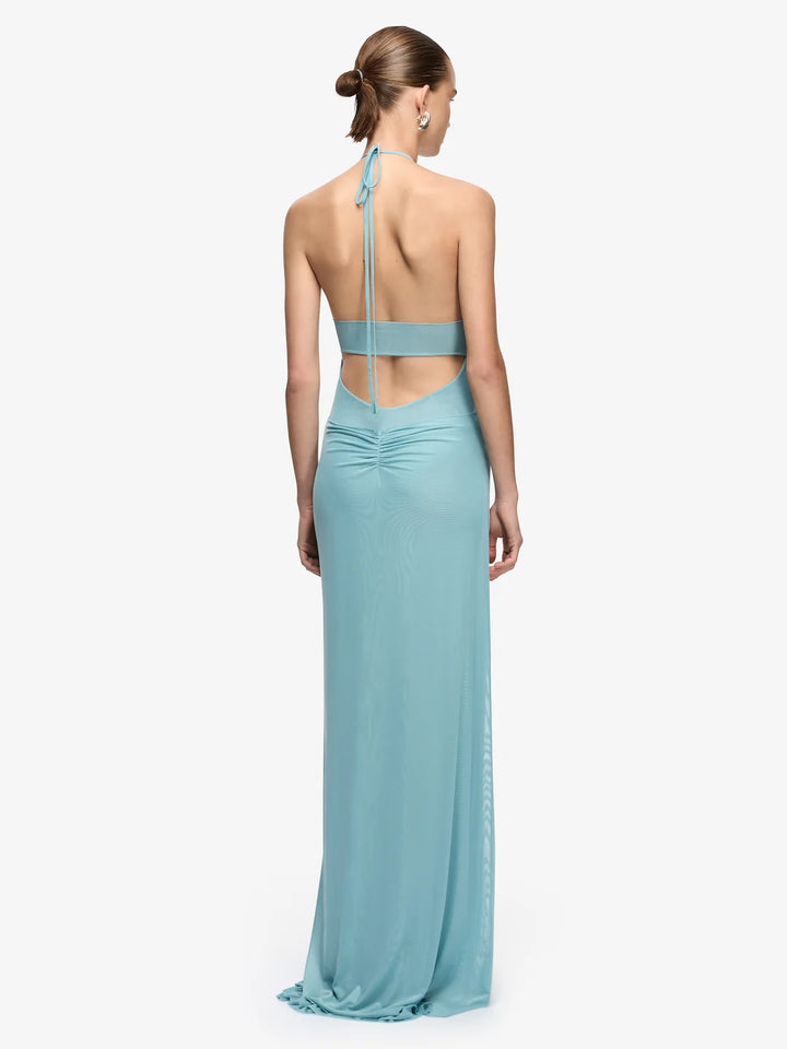 Xanthi V Neck Maxi Dress (Bermuda Blue)