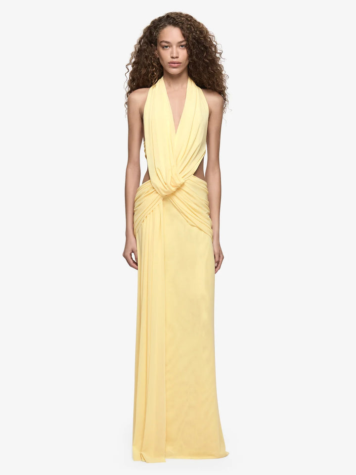 Charlize Halter Maxi (Lemon Cream)