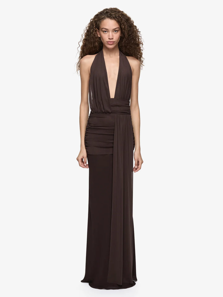 Cassis Drape Dress (Milk Chocolate)
