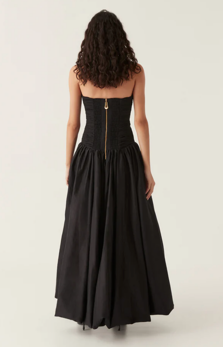 Violette Bubble Hem Maxi Dress (Black) - First Date Rentals