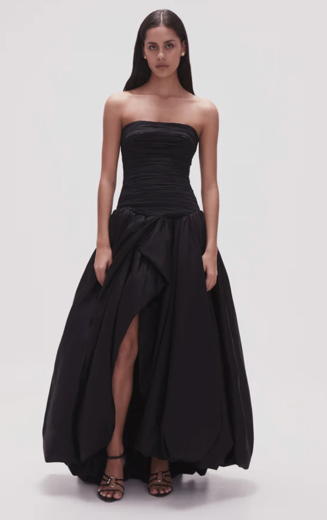 Violette Bubble Hem Maxi Dress (Black) - First Date Rentals