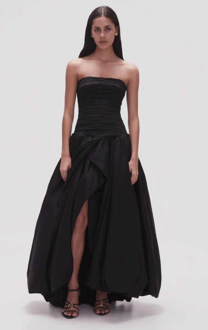Violette Bubble Hem Maxi Dress (Black) - First Date Rentals