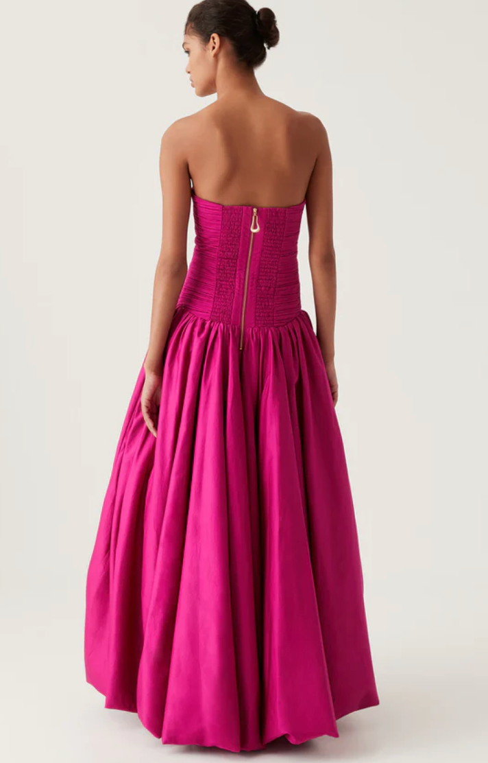 Violette Bubble Hem Maxi Dress (Magenta) - First Date Rentals
