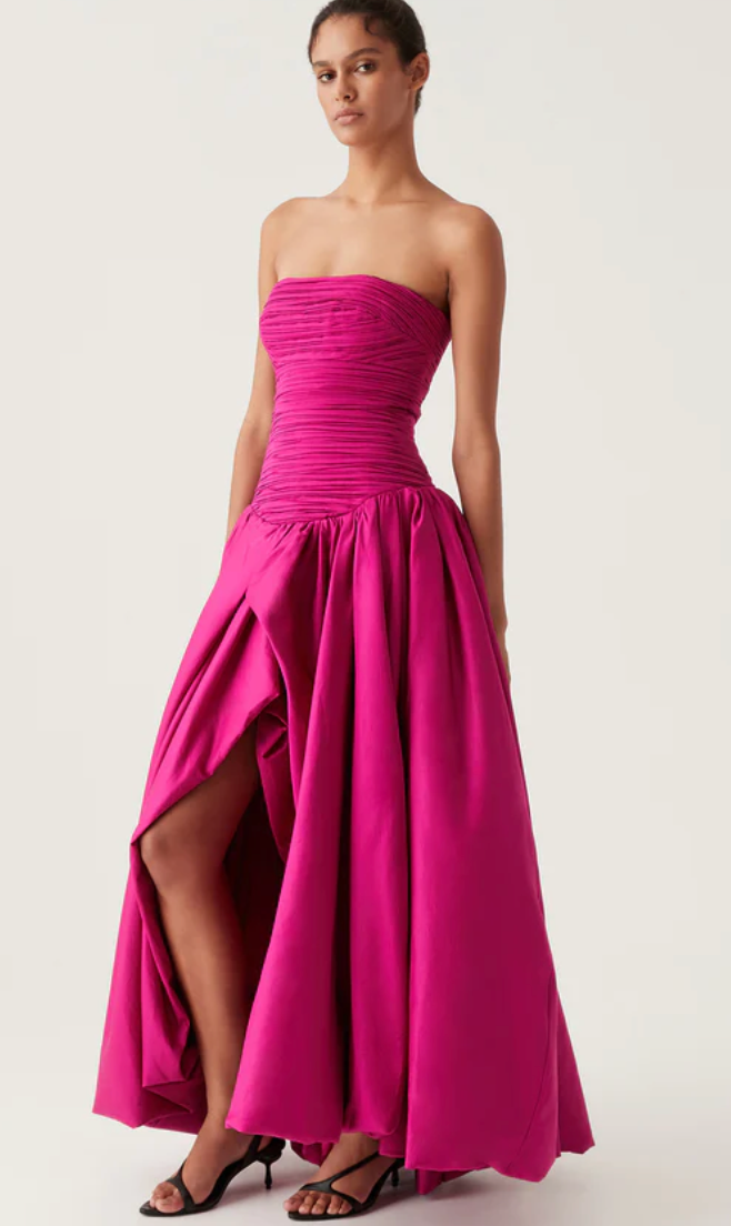 Violette Bubble Hem Maxi Dress (Magenta) - First Date Rentals