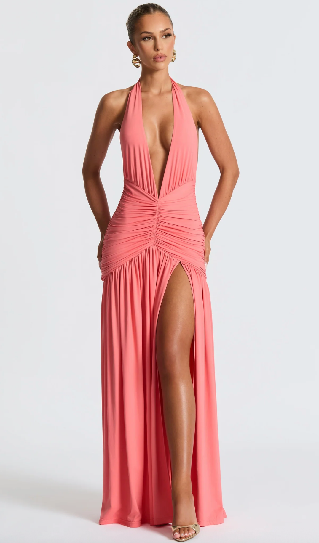 Melania Maxi Dress (Coral Pink)