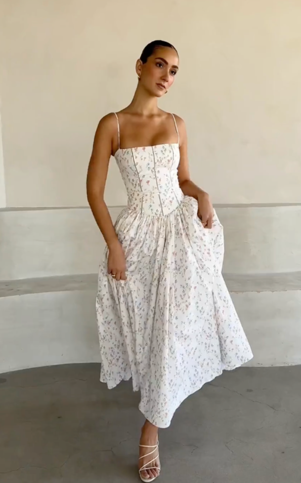 Ysabella Maxi (White Posy) - First Date Rentals