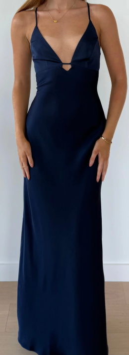 Time to Shine Slip Dress (Navy) - First Date Rentals