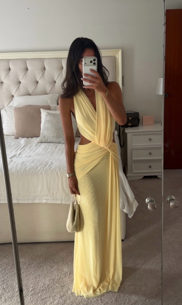 Charlize Halter Maxi (Lemon Cream)