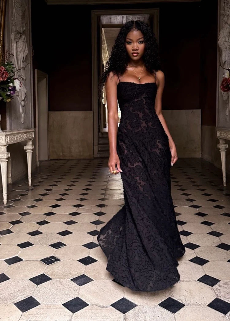 Long back gown black online