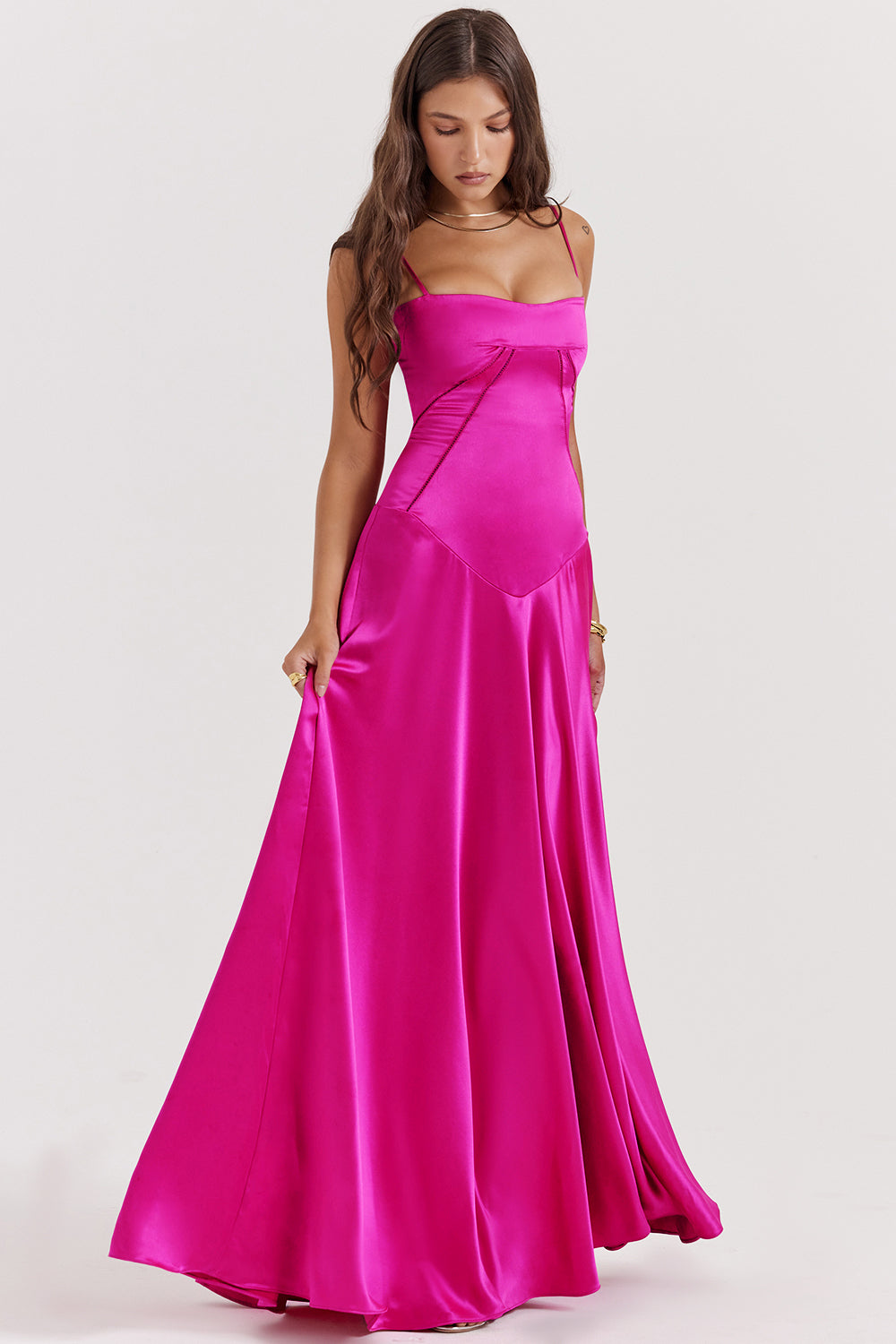 strapless open back dress Anabella Gown (FUCHSIA)
