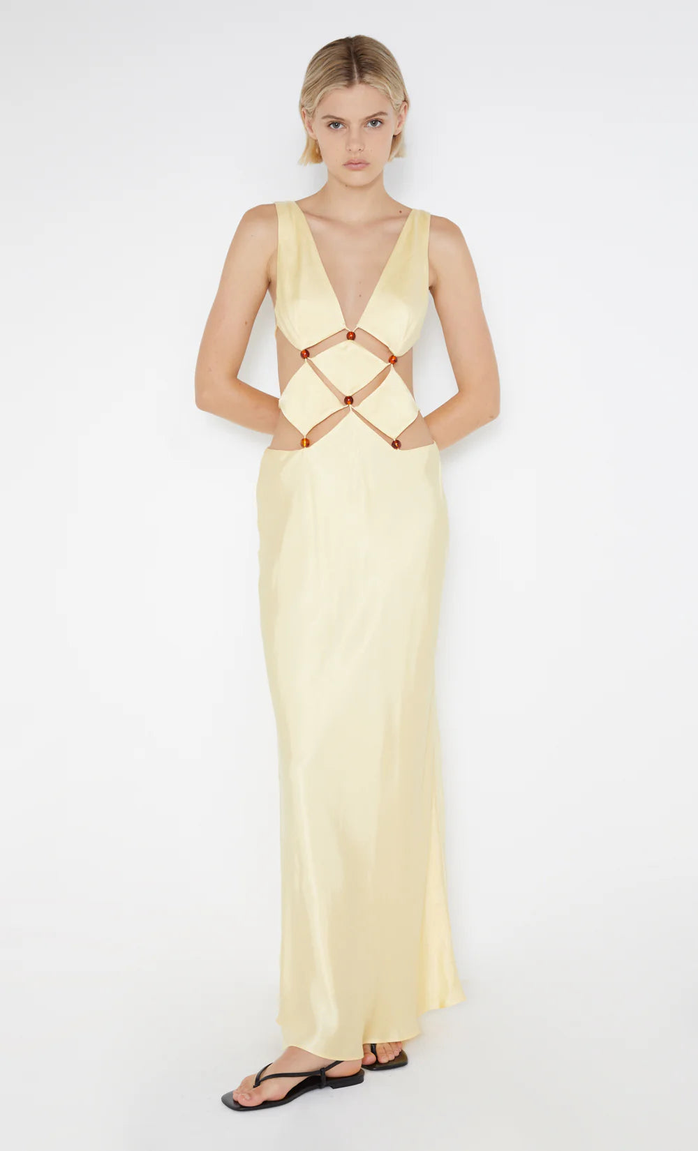 Agathe Diamond Dress (Yellow) - First Date Rentals