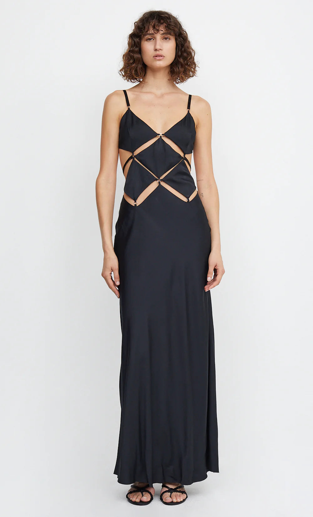 DIAMOND DAYS STRAP MAXI DRESS (Black) - First Date Rentals