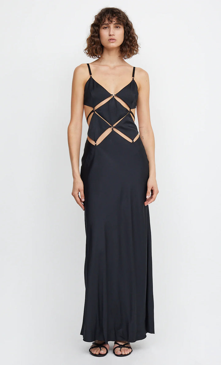 DIAMOND DAYS STRAP MAXI DRESS (Black) First Date Rentals