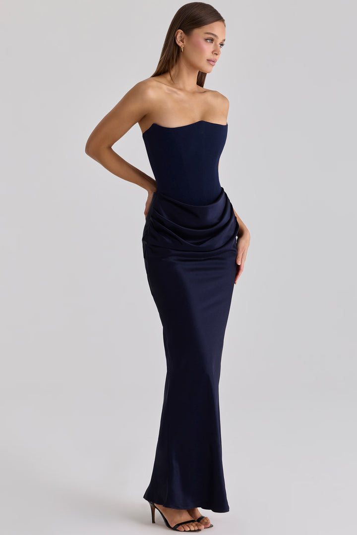 Persephone Strapless Corset Maxi (Navy)