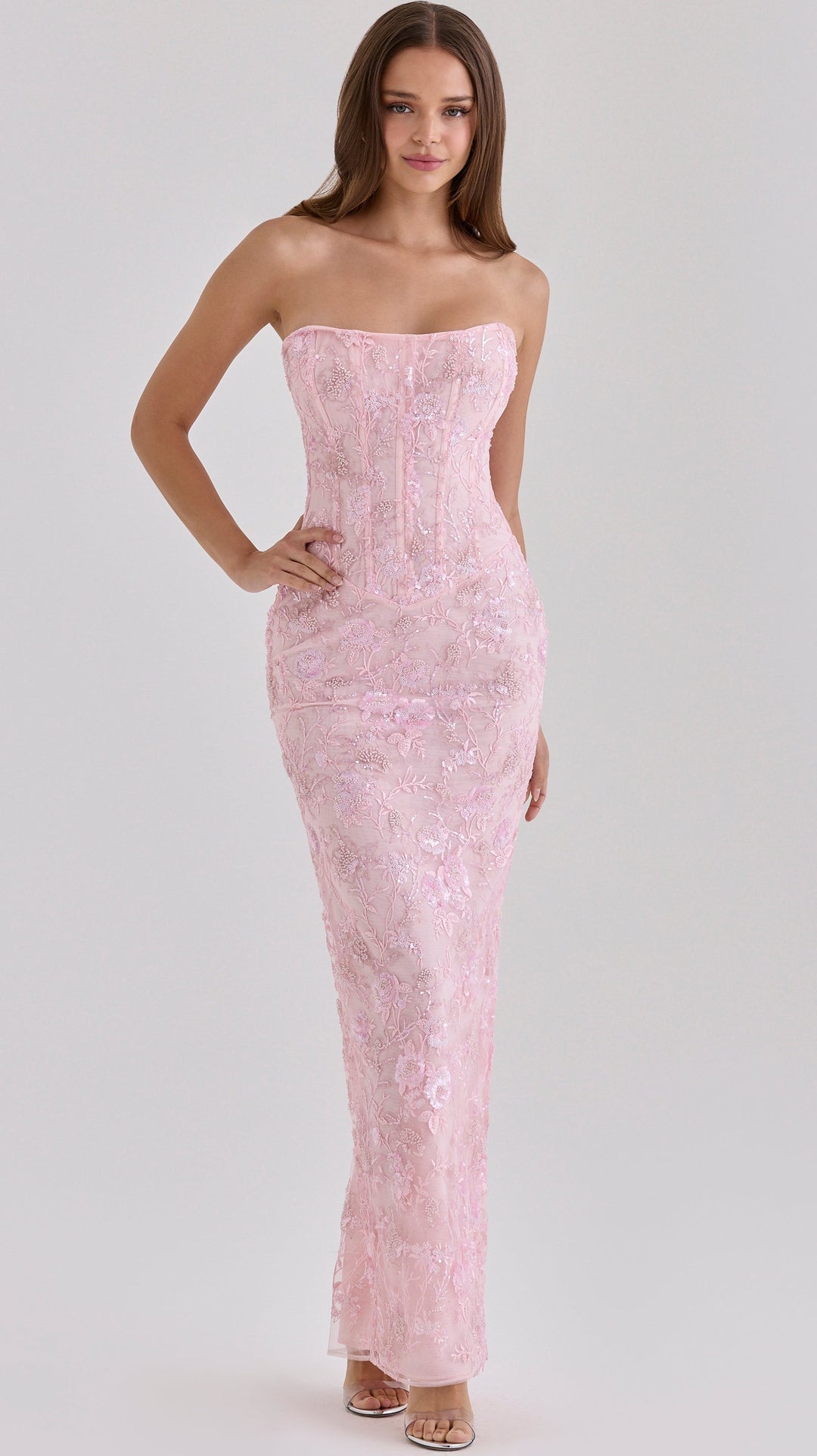 Anisa Crystal Pink Embellished Gown
