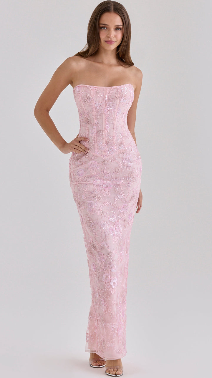 Anisa Crystal Pink Embellished Gown
