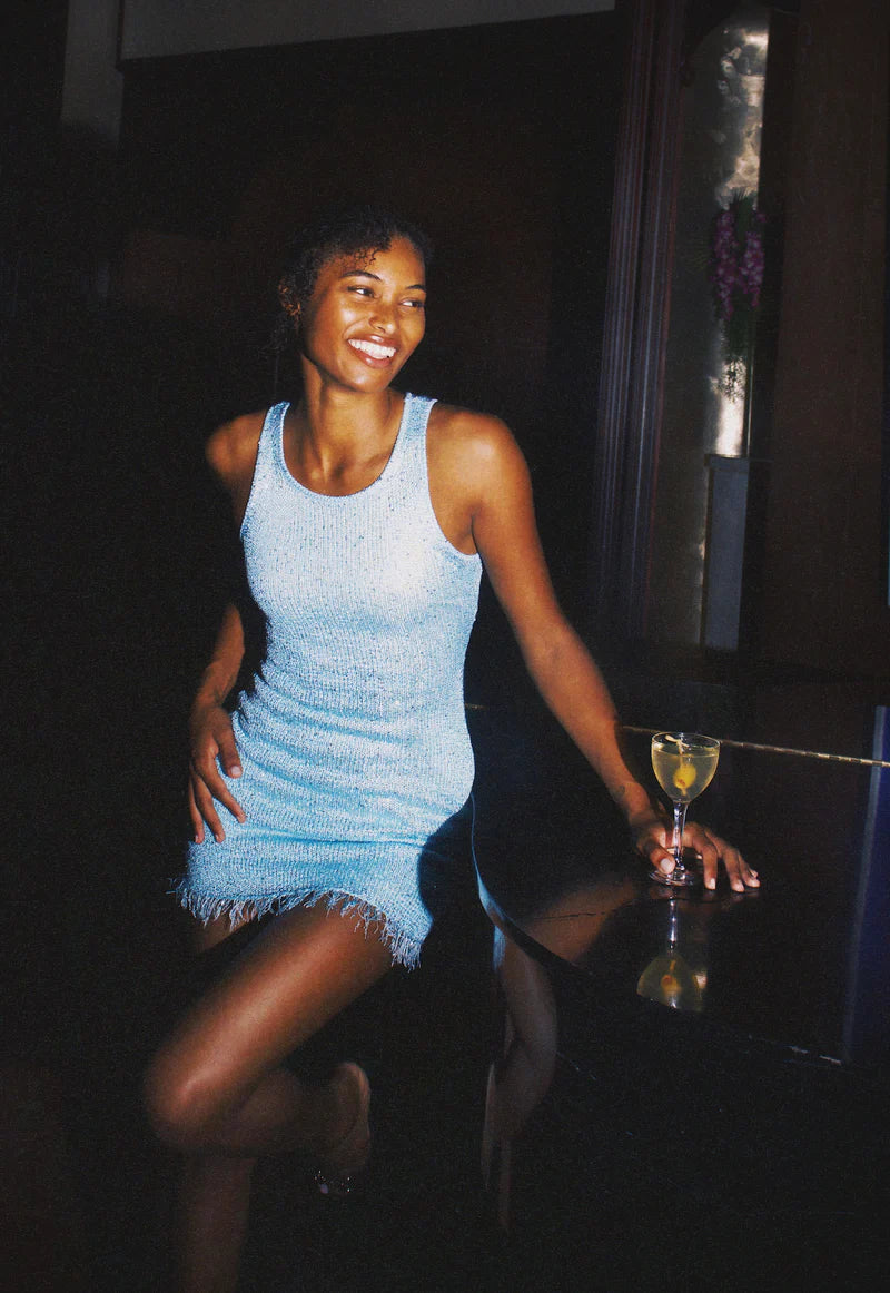 Natalia Mini Dress (Blue) - First Date Rentals
