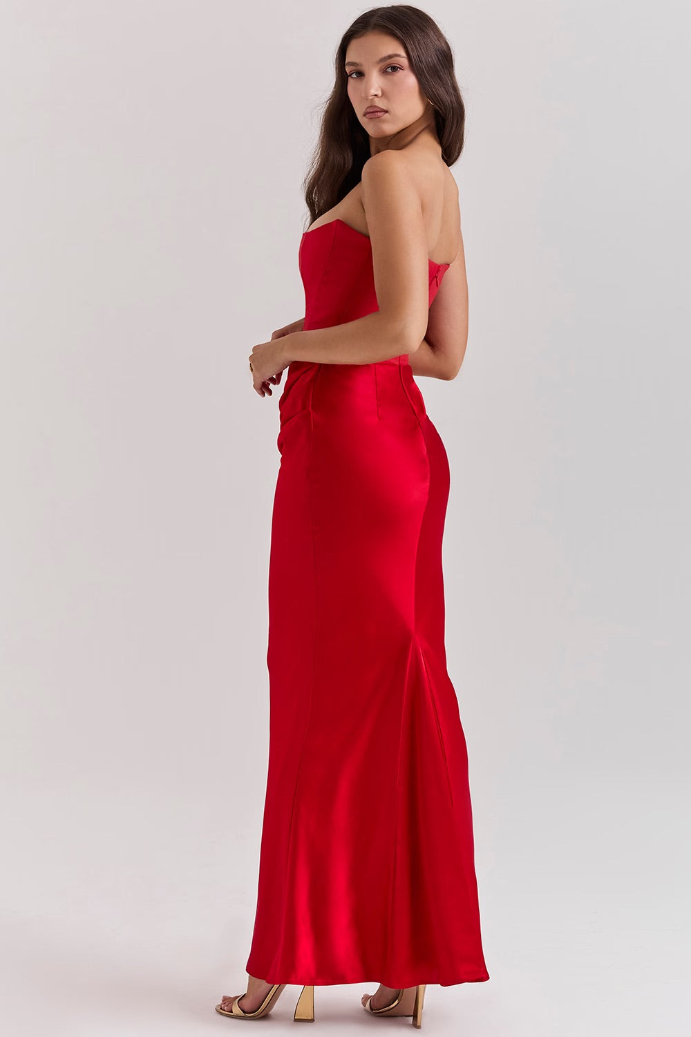Persephone Strapless Corset Maxi (Red) - First Date Rentals