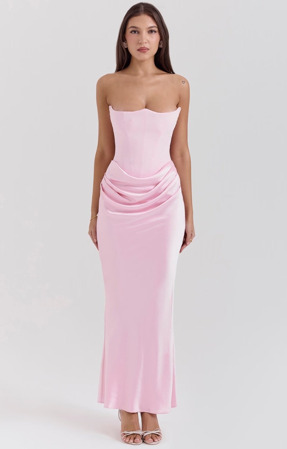 Persephone Strapless Corset Maxi (Pink) First Date Rentals