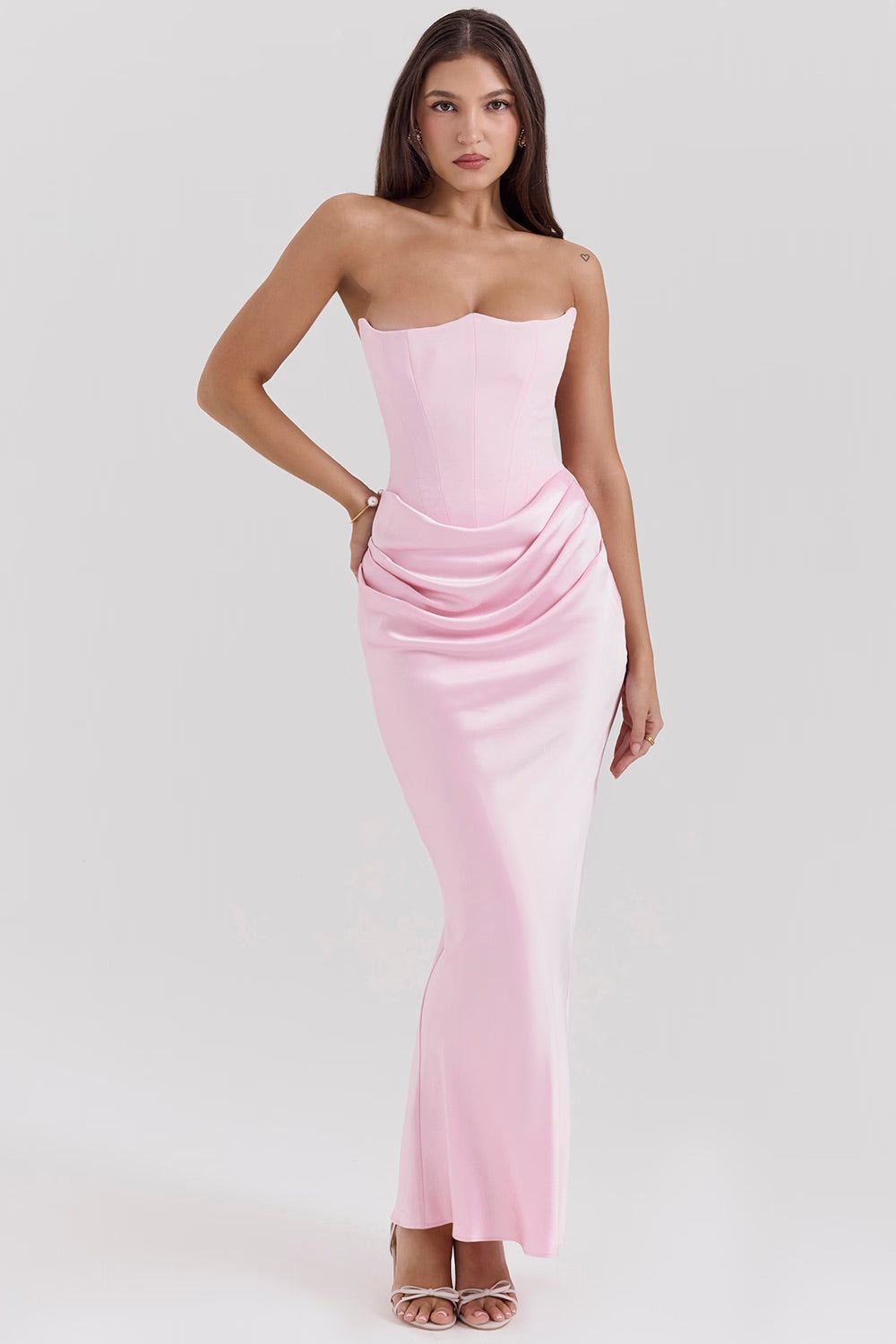 Persephone Strapless Corset Maxi (Pink)