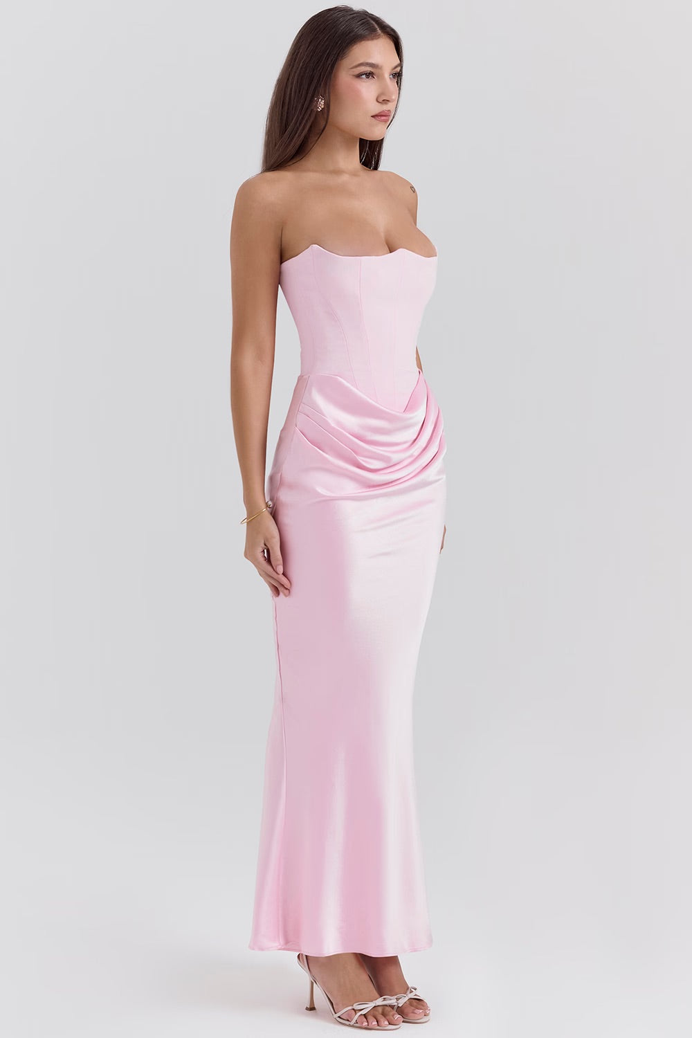 Persephone Strapless Corset Maxi (Pink)