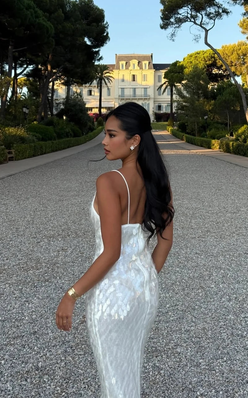 Sapphire Sequin Dress (White)