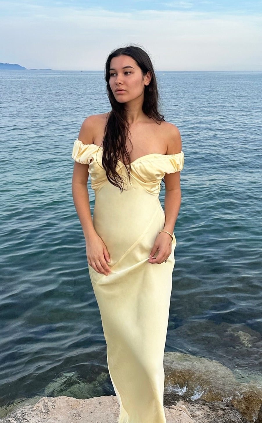 RAQUEL SATIN GOWN (Butter) - First Date Rentals