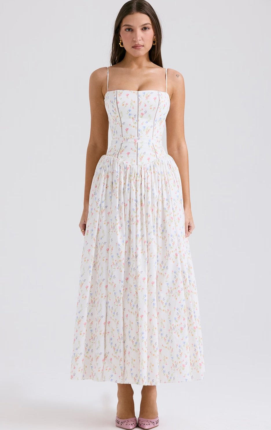Ysabella Maxi (White Posy) - First Date Rentals