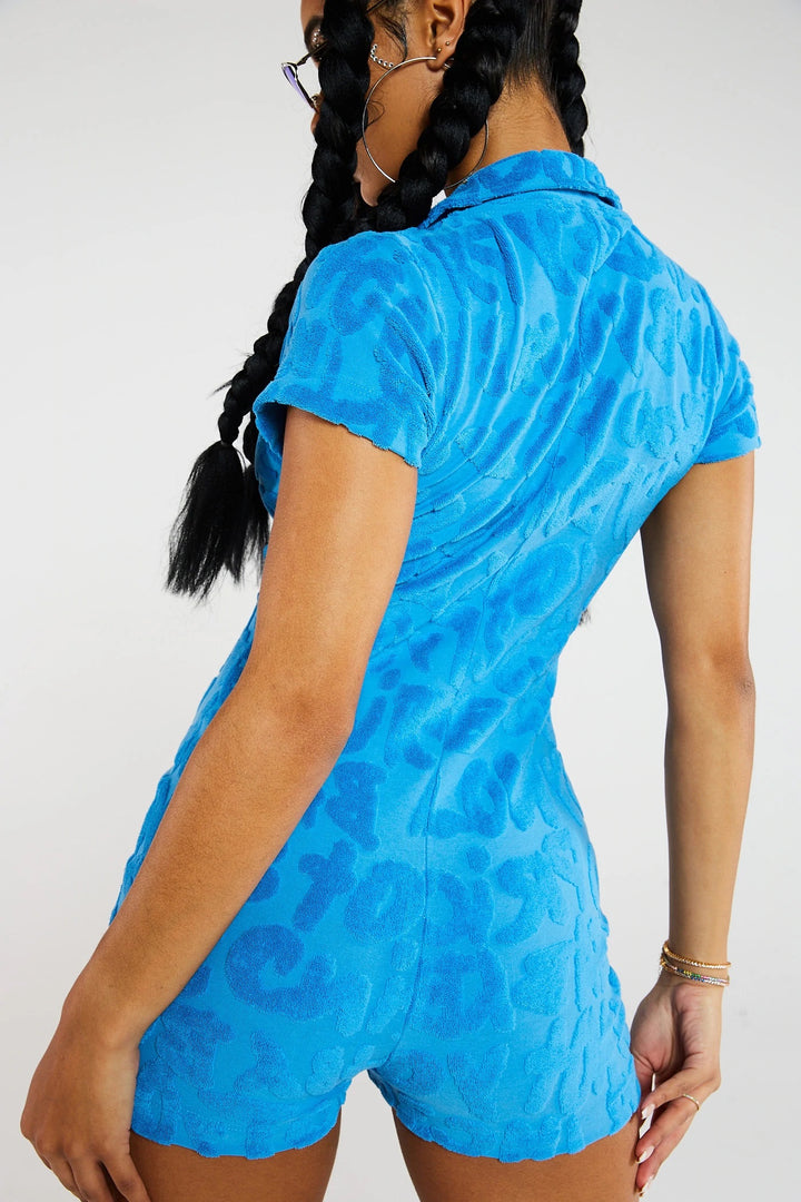 Towelling Playsuit (Blue) - First Date Rentals