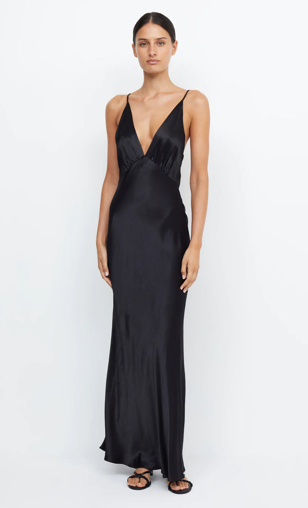 Moondance V Neck Maxi Black First Date Rentals