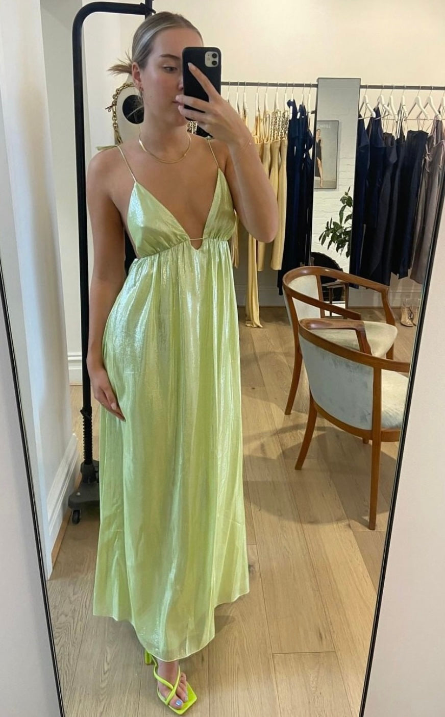 Neon Heart Dress (Lime) - First Date Rentals