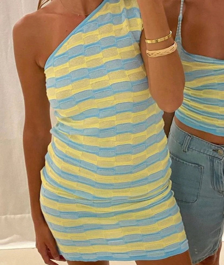 Ete Dress (Yellow/ Blue) - First Date Rentals