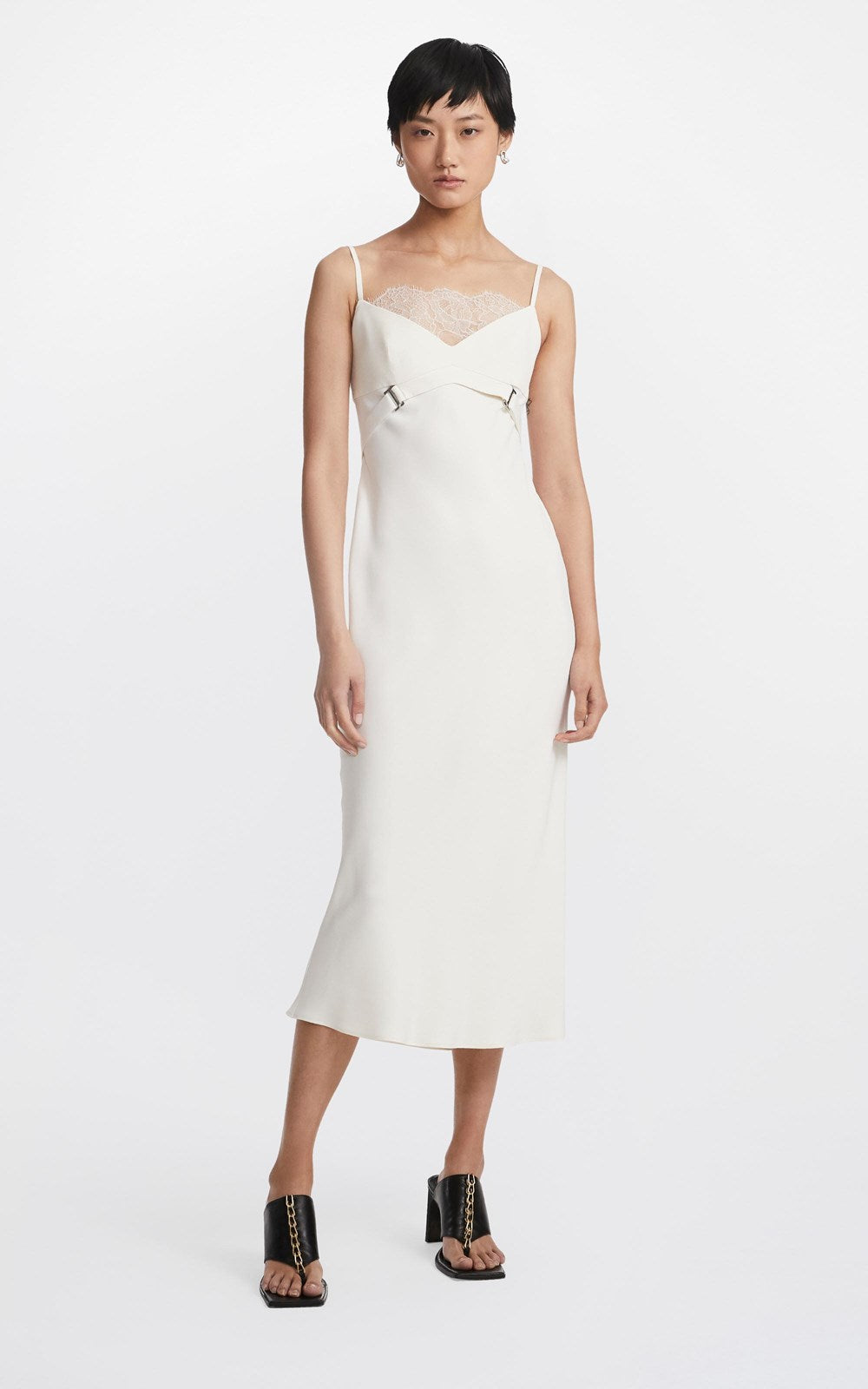 LACE E-HOOK HARNESS SLIP DRESS (Ivory)