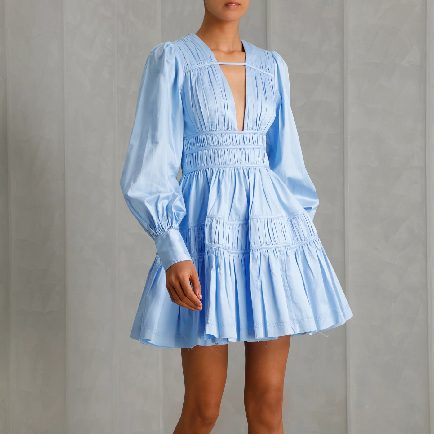 aje fallingwater gathered mini dress Aje
